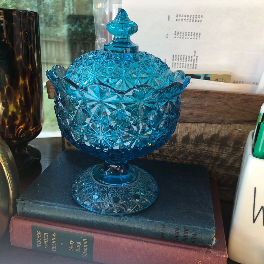 Blue Pedestal Dish - Picture 2 of 6